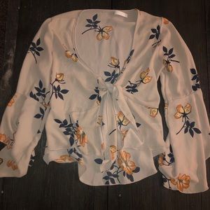 Floral Tie Front Blouse